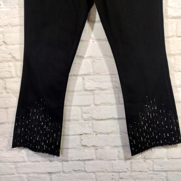 E Sanctuary Denim Black Embellished Connector Kick Cropped Jeans NWT Size 30 - Picture 4 of 13